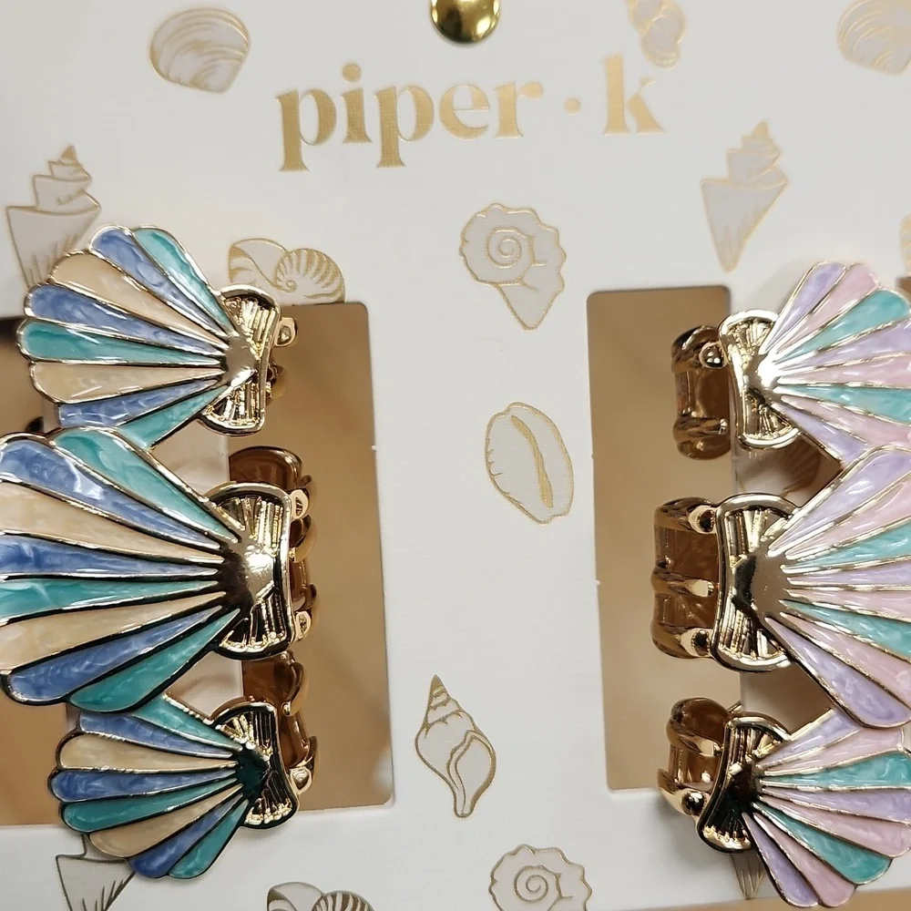 💚▪️Piper K▪️ scalloped sea shells Metal  hair clips Set of 2 NWT!!